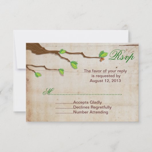 Elegant Rustic Barn wood RSVP cards (Voorkant)