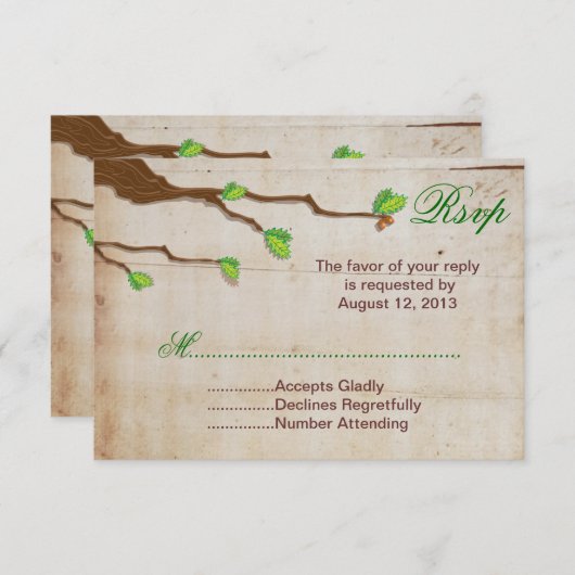 Elegant Rustic Barn wood RSVP cards (Voorkant / Achterkant)