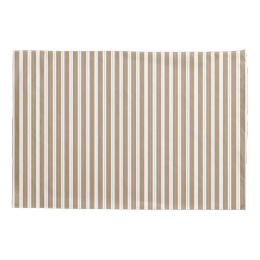 Elegant Rustic Beige Brown French Stripe Kussensloop (Achterkant-Links)