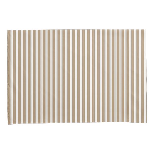 Elegant Rustic Beige Brown French Stripe Kussensloop (Voorkant-Rechts)