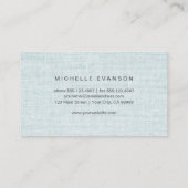 Elegant Rustic Bird Nest Pastel Blue Linen Visitekaartje (Achterkant)