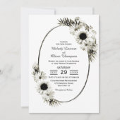 Elegant Rustic Black en White Floral Wedding Kaart (Voorkant)