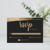 Elegant Rustic Black Gold Simple Modern Wedding RSVP Kaartje (Staand voorkant)