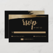 Elegant Rustic Black Gold Simple Modern Wedding RSVP Kaartje (Voorkant / Achterkant)