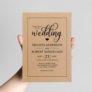 Elegant Rustic Black Kraft Paper Weddenschap Kaart
