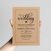 Elegant Rustic Black Kraft Paper Weddenschap Kaart