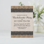 Elegant Rustic Black Lace en Jute Design Kaart (Staand voorkant)