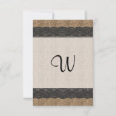 Elegant Rustic Black Lace en Jute Design Kaart (Achterkant)