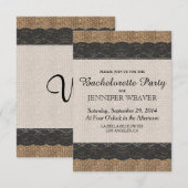 Elegant Rustic Black Lace en Jute Design Kaart (Voorkant / Achterkant)