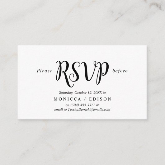 Elegant Rustic Black Party, RSVP, reageer Informatiekaartje (Voorkant)