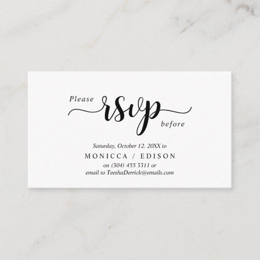 Elegant Rustic Black, Party RSVP, reageren Informatiekaartje (Voorkant)