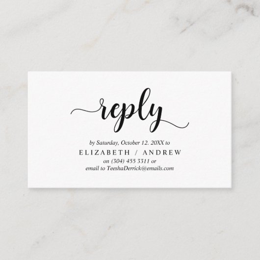 Elegant Rustic Black, Wedding RSVP, antwoord Informatiekaartje (Voorkant)