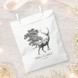 Elegant Rustic Black White Deer in Bos Bedankzakje