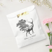 Elegant Rustic Black White Deer in Bos Bedankzakje (Gezegeld)