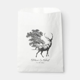Elegant Rustic Black White Deer in Bos Bedankzakje
