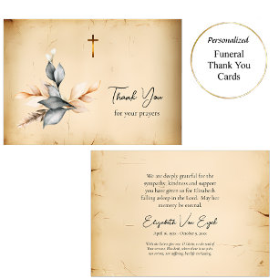 Elegant Rustic Bladeren Eenvoudige Orthodoxe Uitva Bedankkaart
