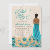 Elegant Rustic Blauwgroen blauw Roos & gezaagd Vri Kaart (Voorkant)