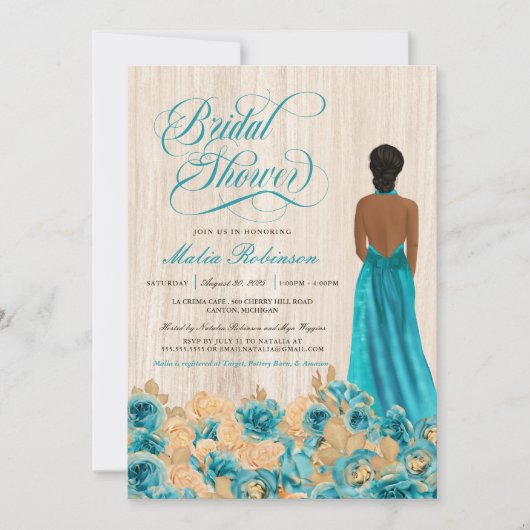 Elegant Rustic Blauwgroen blauw Roos & gezaagd Vri Kaart (Voorkant)