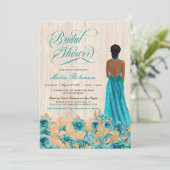 Elegant Rustic Blauwgroen blauw Roos & gezaagd Vri Kaart (Staand voorkant)