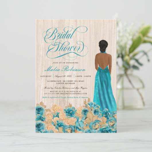 Elegant Rustic Blauwgroen blauw Roos & gezaagd Vri Kaart (Staand voorkant)