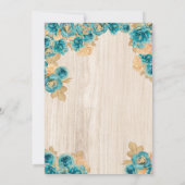 Elegant Rustic Blauwgroen blauw Roos & gezaagd Vri Kaart (Achterkant)