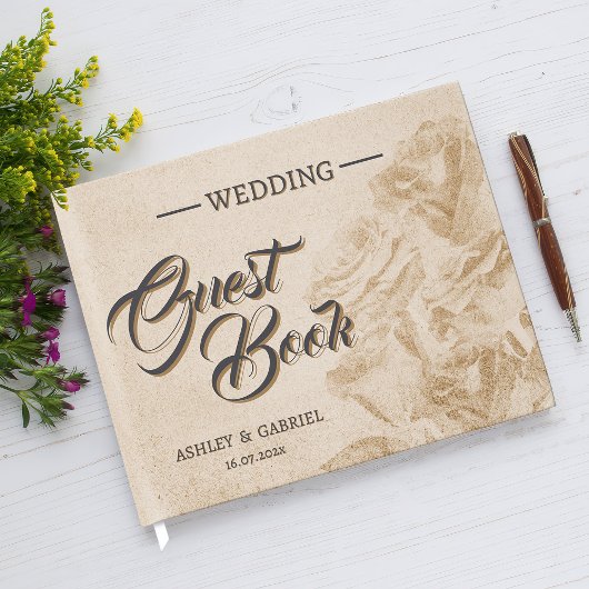 Elegant Rustic Bloem Bruiloft Gastboek Design Gastenboek