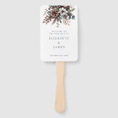 Elegant Rustic Bloemige Denneappels Trouwprogramma Handwaaier (Voorkant)