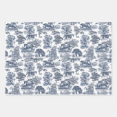 Elegant  Rustic Blue Horses Land Toile Inpakpapier Vel (Voorkant 3)