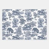 Elegant  Rustic Blue Horses Land Toile Inpakpapier Vel (Voorkant 2)