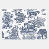 Elegant  Rustic Blue Horses Land Toile Inpakpapier Vel (Voorkant)