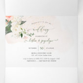 Elegant Rustic Blush Cream Waterverf Rozen Drieluik Uitnodiging (Binnenkant midden)