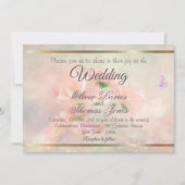 Elegant Rustic Blush Pink Floral Butterfly Wedding Kaart (Voorkant)