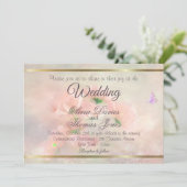Elegant Rustic Blush Pink Floral Butterfly Wedding Kaart (Staand voorkant)