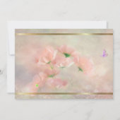 Elegant Rustic Blush Pink Floral Butterfly Wedding Kaart (Achterkant)