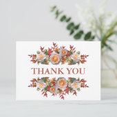 Elegant Rustic Blush Pink Rose Wreath Wedding Bedankkaart (Staand voorkant)