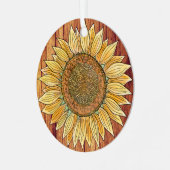 Elegant Rustic Boho Art Farmhouse Yellow Sunflower Metalen Ornament (Voorkant links)