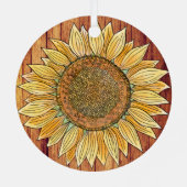 Elegant Rustic Boho Art Farmhouse Yellow Sunflower Metalen Ornament (Achterkant)