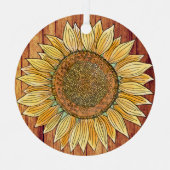 Elegant Rustic Boho Art Farmhouse Yellow Sunflower Metalen Ornament (Voorkant)