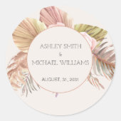 Elegant Rustic Boho Floral Botaniqe Wedding Classi Ronde Sticker (Voorkant)