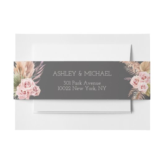 Elegant Rustic Boho Floral Botaniqe Wedding Invita Uitnodigingen Wikkel (Voorkant Voorbeeld)