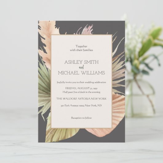 Elegant Rustic Boho Floral Botaniqe Wedding Kaart (Staand voorkant)