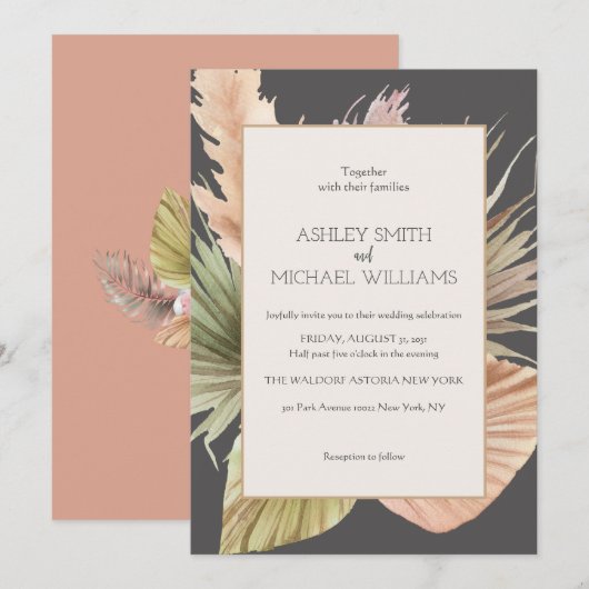 Elegant Rustic Boho Floral Botaniqe Wedding Kaart (Voorkant / Achterkant)