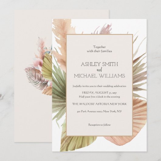 Elegant Rustic Boho Floral Botaniqe Wedding Kaart (Voorkant / Achterkant)