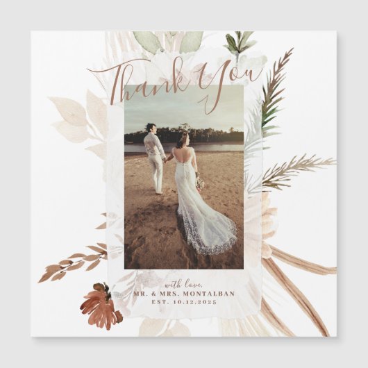 Elegant Rustic Boho Floral Pampas Bedankt voor je  (Voorkant)