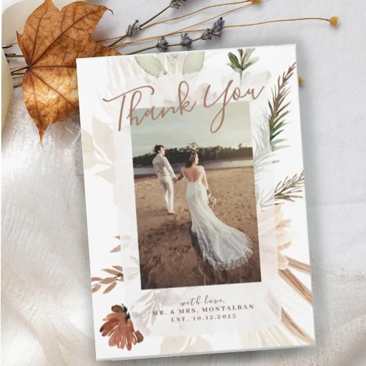 Elegant Rustic Boho Floral Pampas Bedankt voor je Save The Date