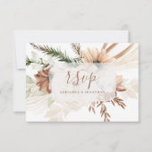 Elegant Rustic Boho Floral Pampas RSVP-kaart RSVP Kaartje (Voorkant)