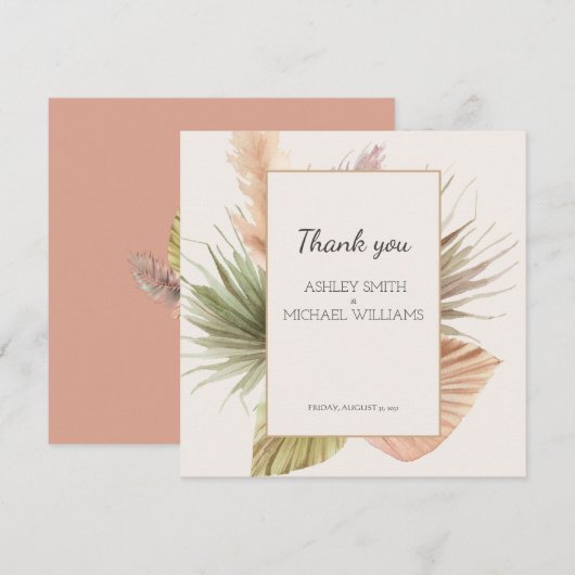 Elegant Rustic Boho Floral Wedding Bedankkaart (Voorkant / Achterkant)