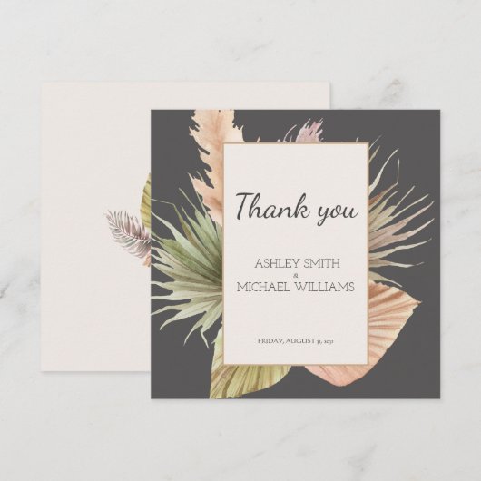 Elegant Rustic Boho Floral Wedding Hartelijk dank Bedankkaart (Voorkant / Achterkant)