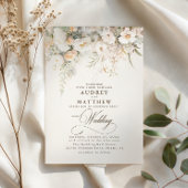 Elegant Rustic Boho Floral Wedding Kaart