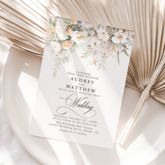 Elegant Rustic Boho Floral Wedding Kaart